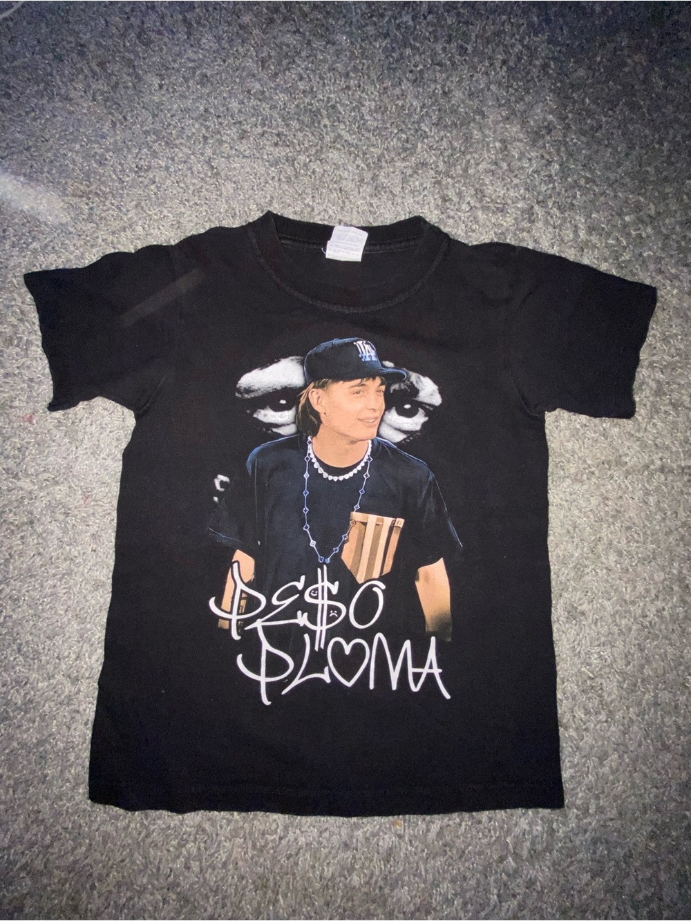 Peso ploma Black Graphic  Tee with Hip-Hop Character Print